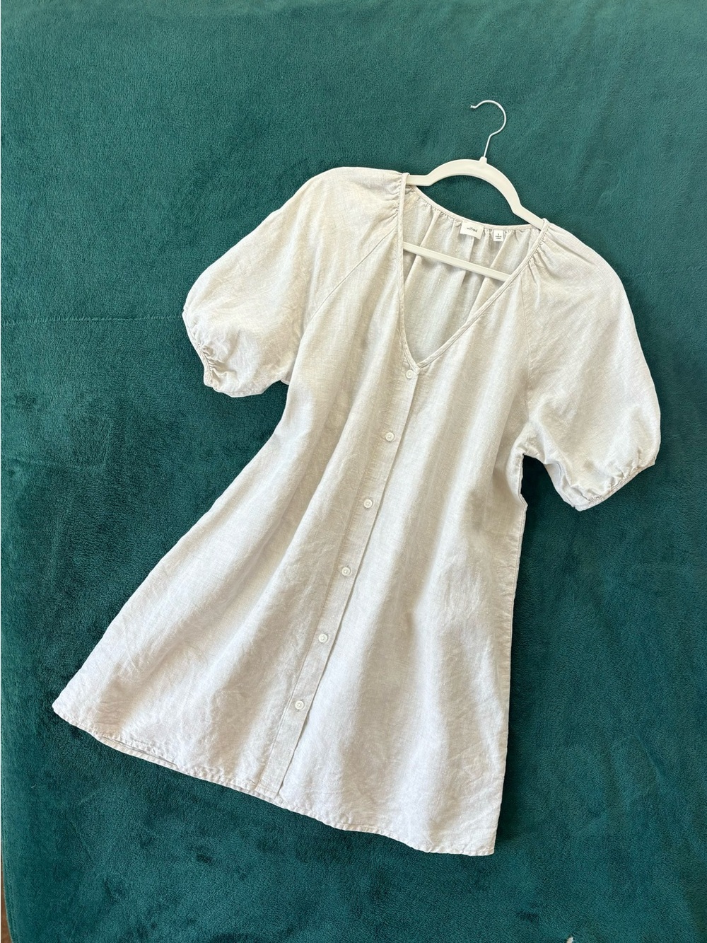 Aritzia Wilfred Linen Mini Dress with Puff Sleeves